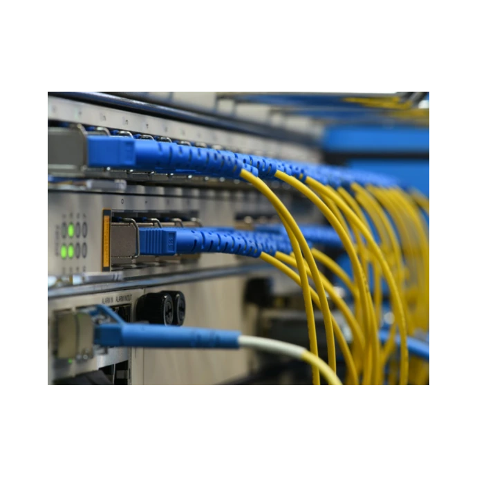 Structured cabling infrastructure with fiber optic and Ethernet connections integrated into enterprise network switches supporting reliable connectivity for IT networks and digital infrastructure