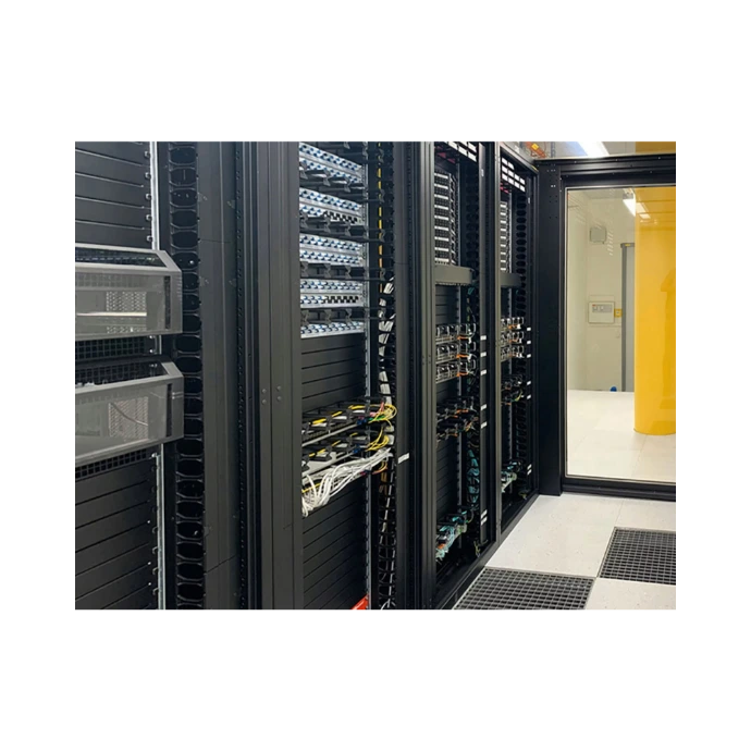 Enterprise network racks and cabinets organizing servers, switches, and structured cabling within a secure data center environment supporting reliable IT infrastructure