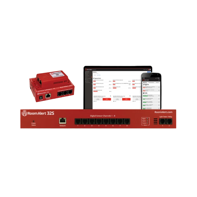 Environmental monitoring system for data centers with sensor controllers and monitoring dashboard tracking temperature, humidity, and power conditions to protect critical IT infrastructure
