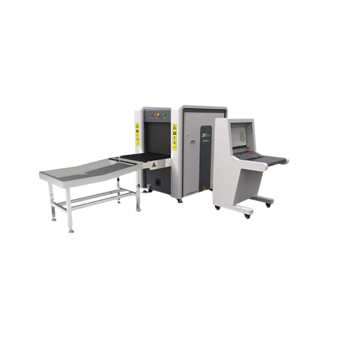 X-ray baggage security screening system with inspection conveyor and operator console designed for facility security checkpoints and threat detection