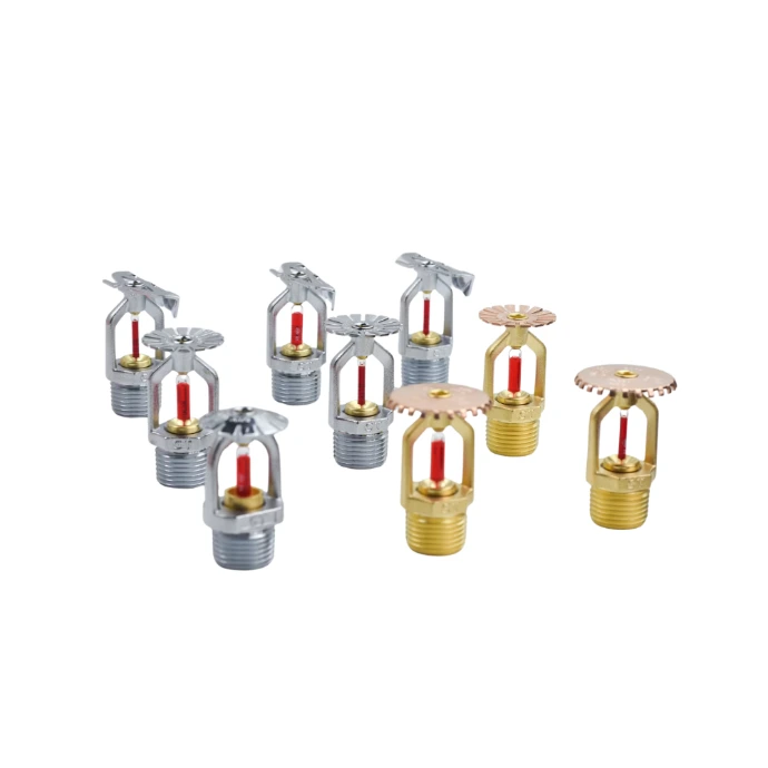 Automatic fire sprinkler heads used in building fire protection systems designed to detect heat and discharge water to control or extinguish fires