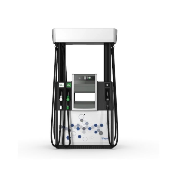 Commercial fuel dispensing pump with multiple fueling hoses used for gasoline and diesel refueling operations at fuel stations