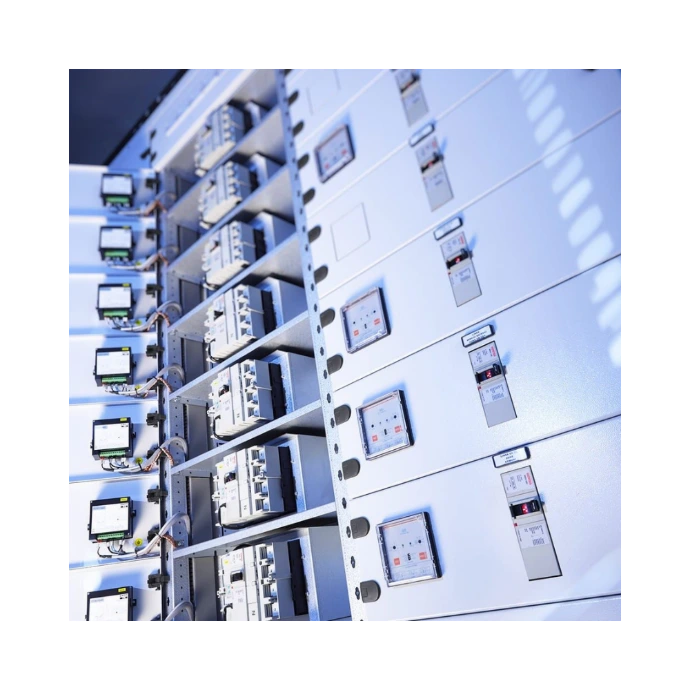 Industrial electrical panels and switchboards managing power distribution, protection, and control across building electrical systems